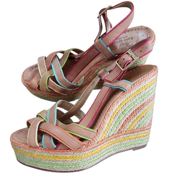 Kate Spade Laden Rainbow Espadrille Wedge Sandal Size 10 - Picture 1 of 9